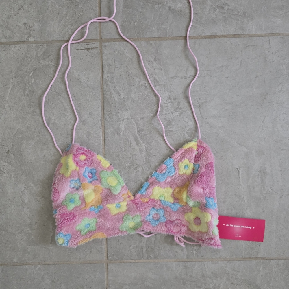 SHEIN Pink Fuzzy Floral Top